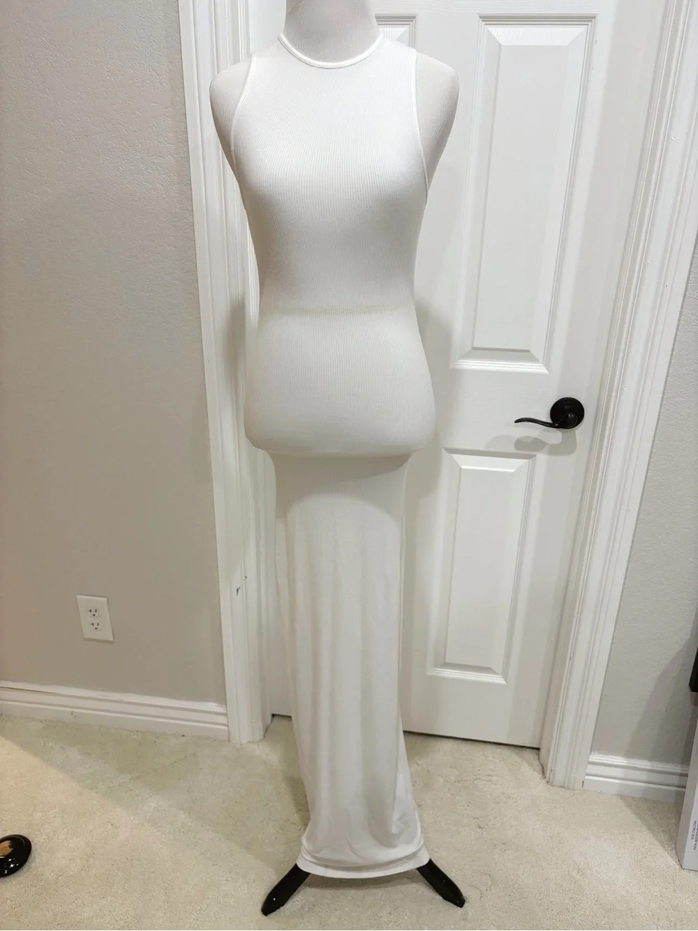 SKIMS Soft lounge White Sleeveless Ribbed Maxi Dress XS - Picture 2 of 5